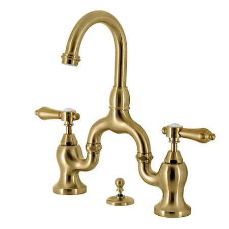 Kingston Brass Bridge Bathroom Faucet with Brass Pop-Up, Brushed Brass KS7997BAL